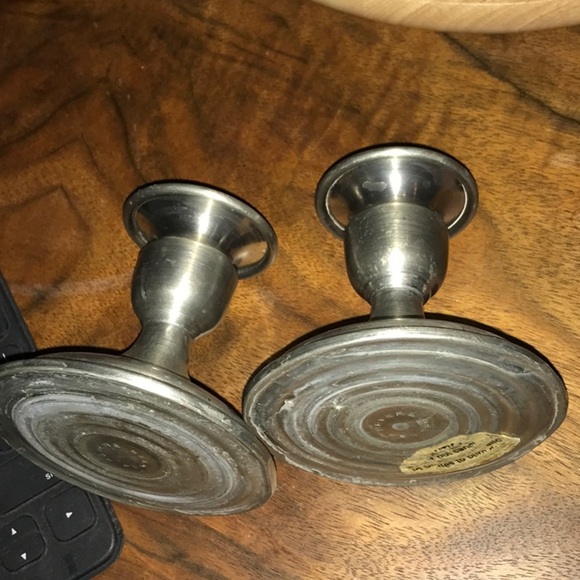 Revere Pewter VTG Pair Of 2 Candle Holders Weighted Pewter Set Round - Picture 13 of 13